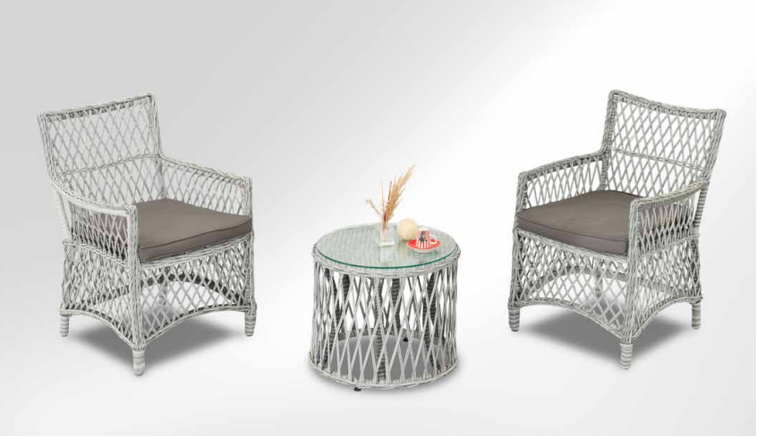 Telve Rattan Bistro Takımı Gri Telve Rattan Bistro Takımı Gri